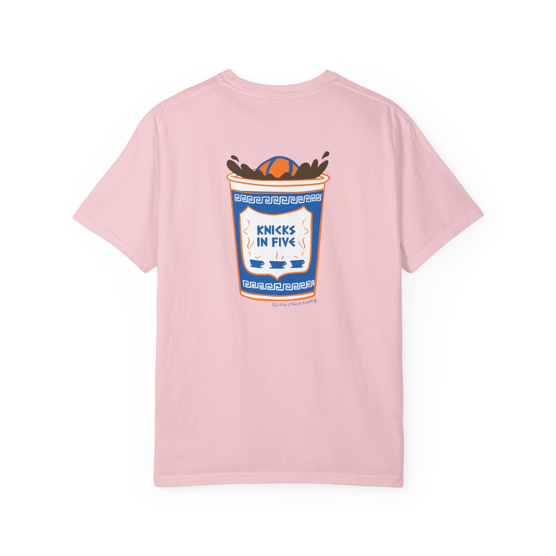 'Knicks in Five' Greek Coffee Cup Basketball Tee Cotton Colors