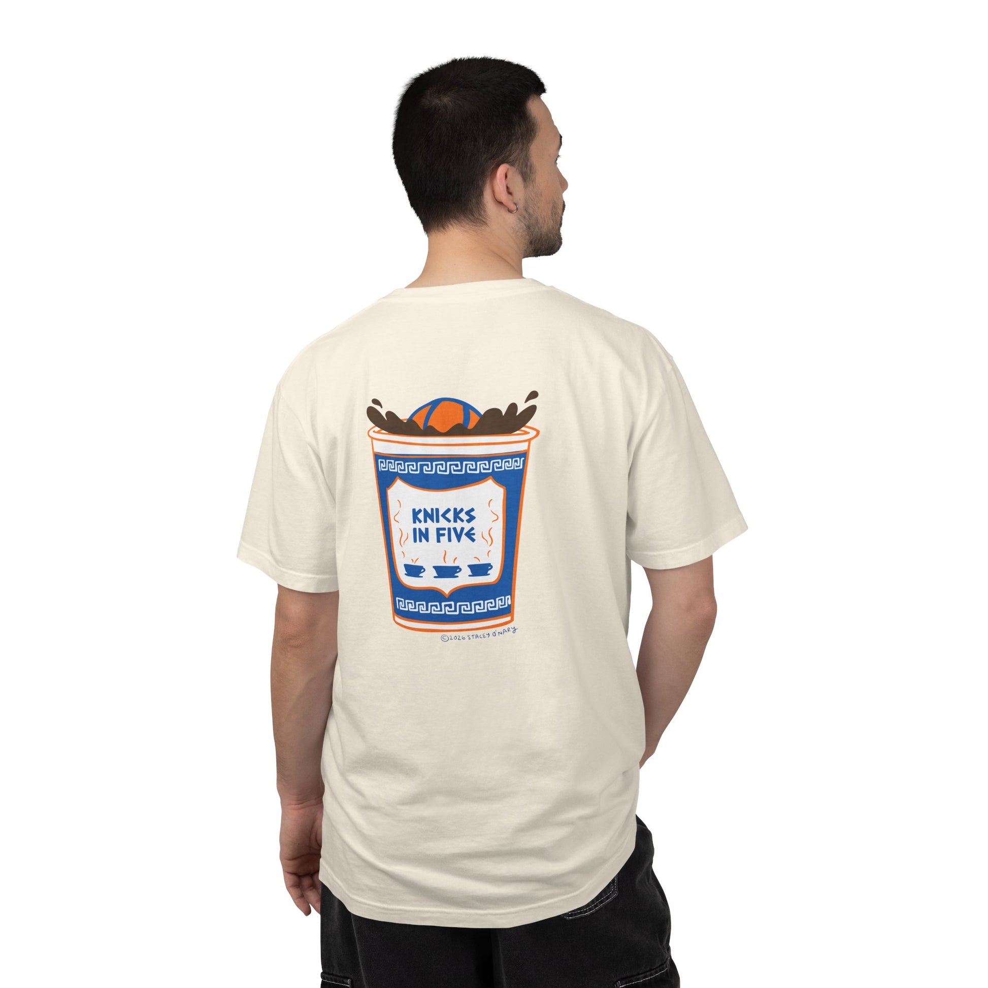 'Knicks in Five' Greek Coffee Cup Basketball Tee Cotton Colors