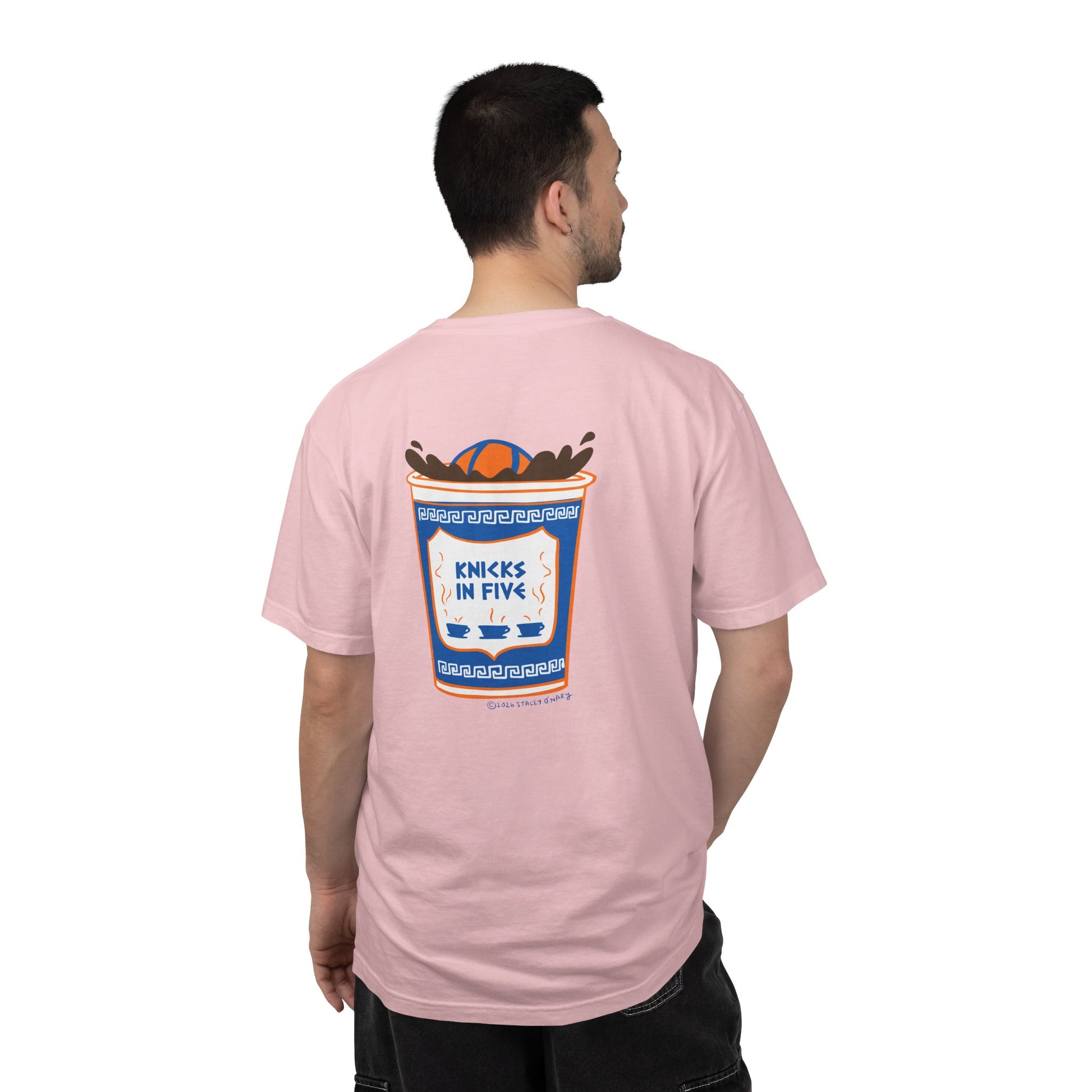'Knicks in Five' Greek Coffee Cup Basketball Tee Cotton Colors