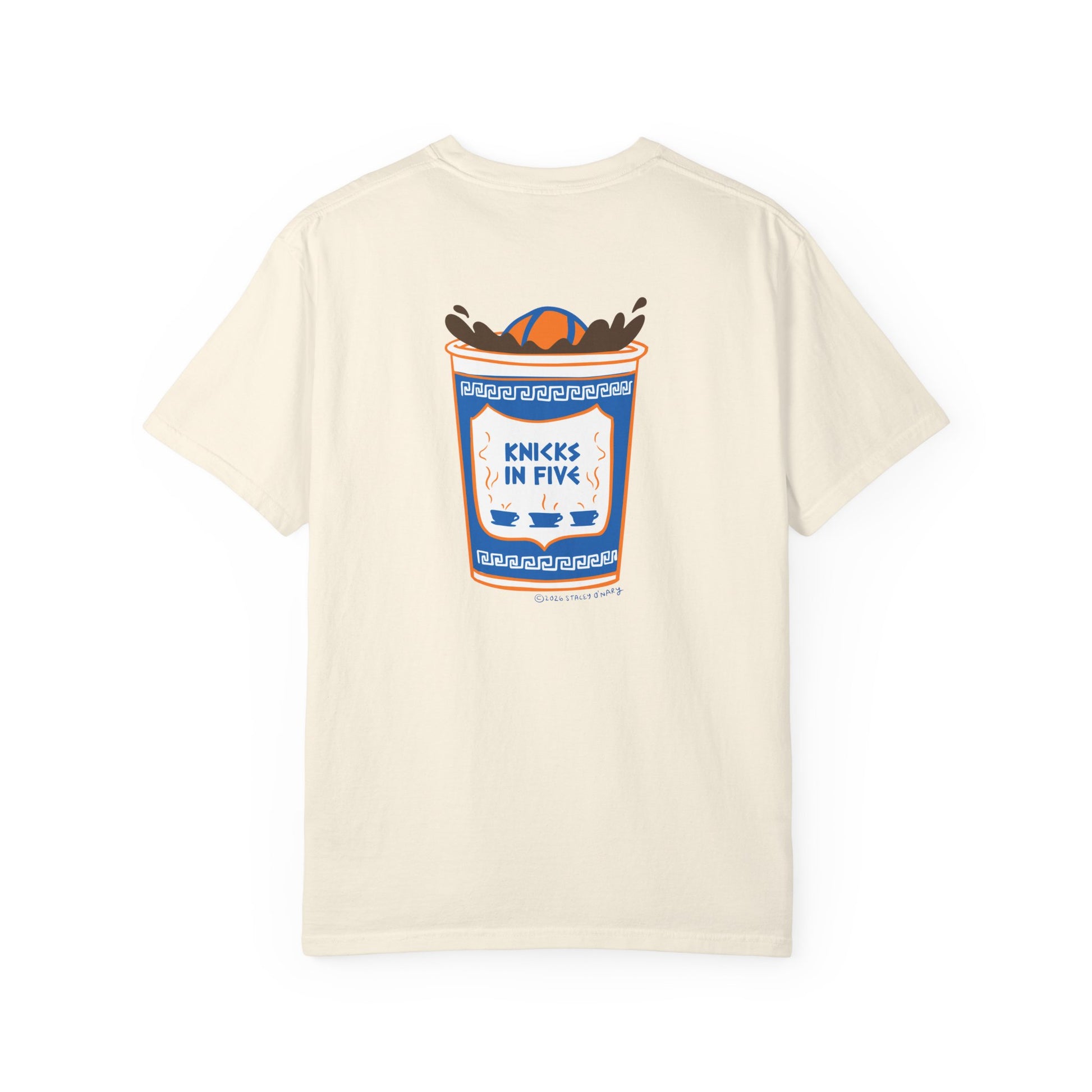 'Knicks in Five' Greek Coffee Cup Basketball Tee Cotton Colors