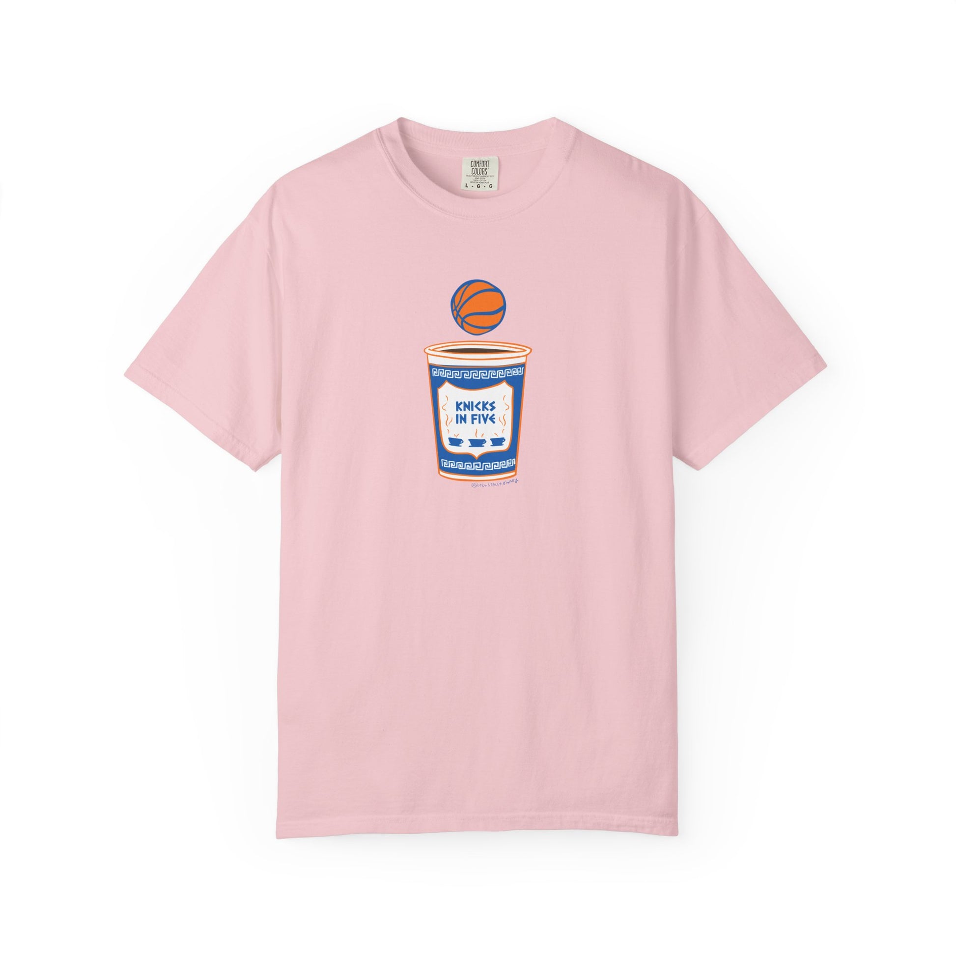 'Knicks in Five' Greek Coffee Cup Basketball Tee Cotton Colors