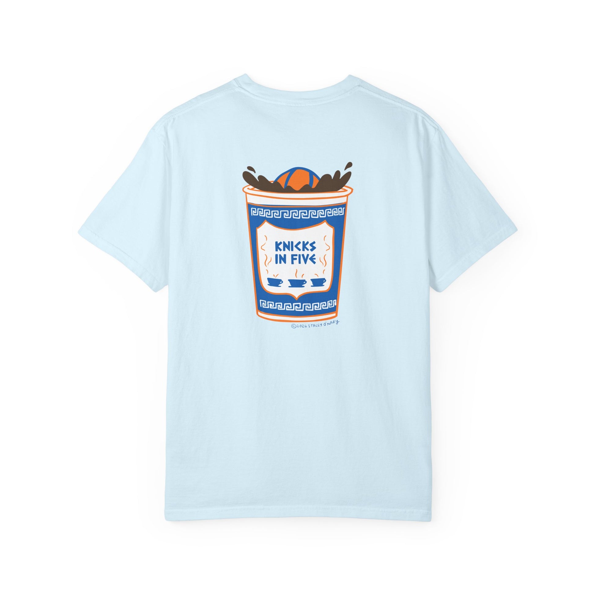 'Knicks in Five' Greek Coffee Cup Basketball Tee Cotton Colors