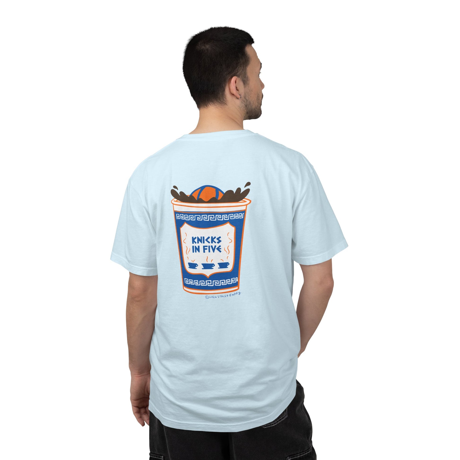 'Knicks in Five' Greek Coffee Cup Basketball Tee Cotton Colors