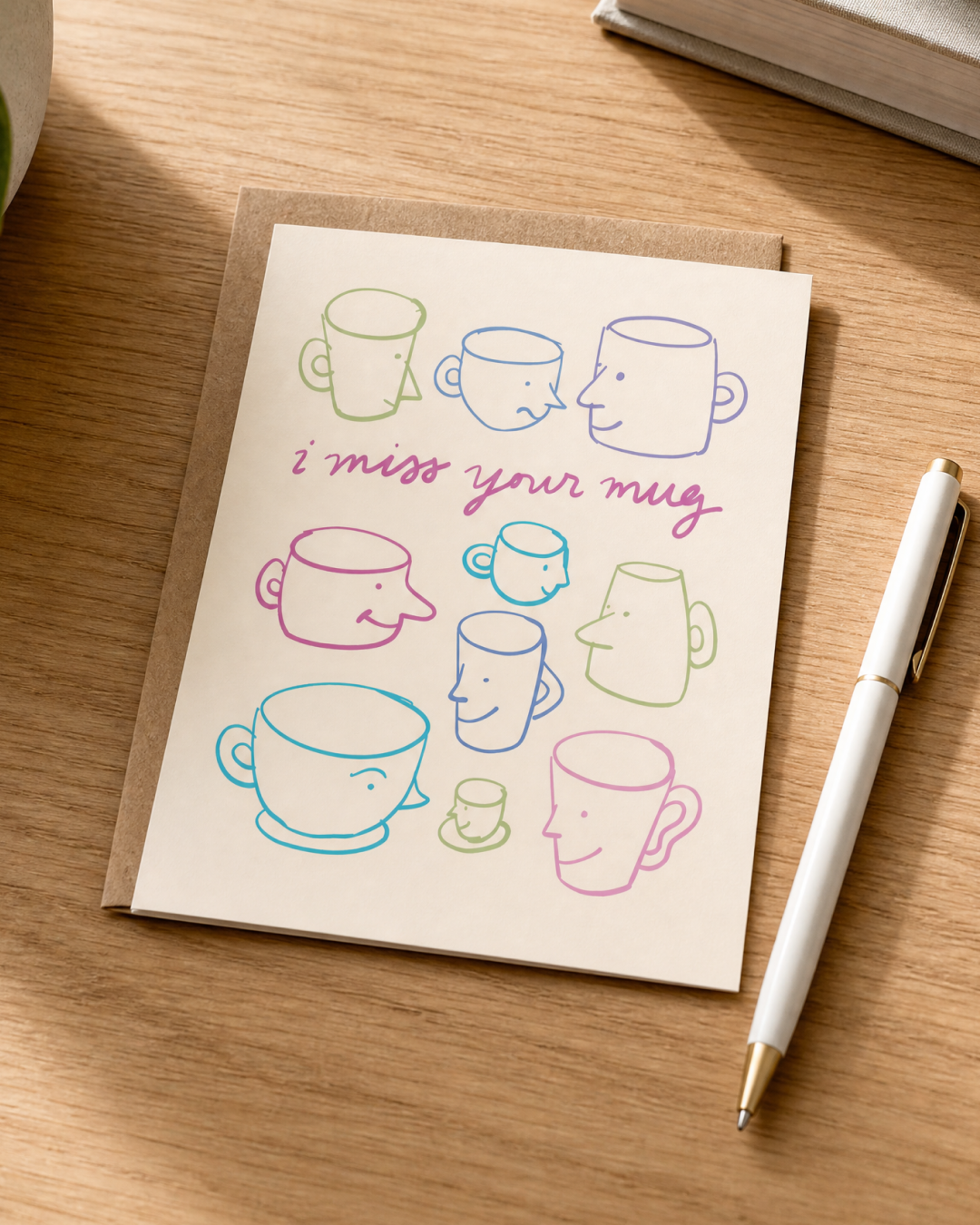I Miss Your Mug Doodle Group Greeting Card | Hand Illustrated