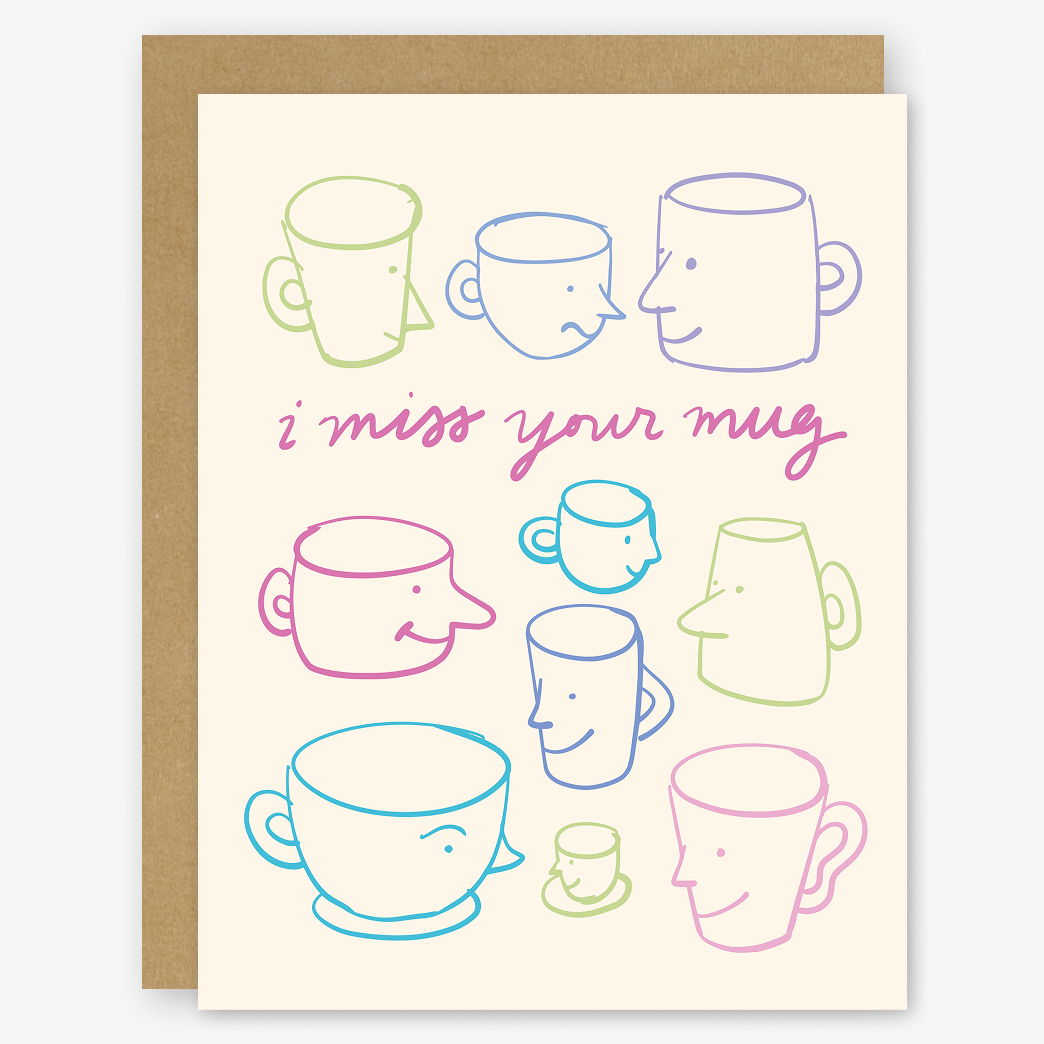 I Miss Your Mug Doodle Group Greeting Card | Hand Illustrated