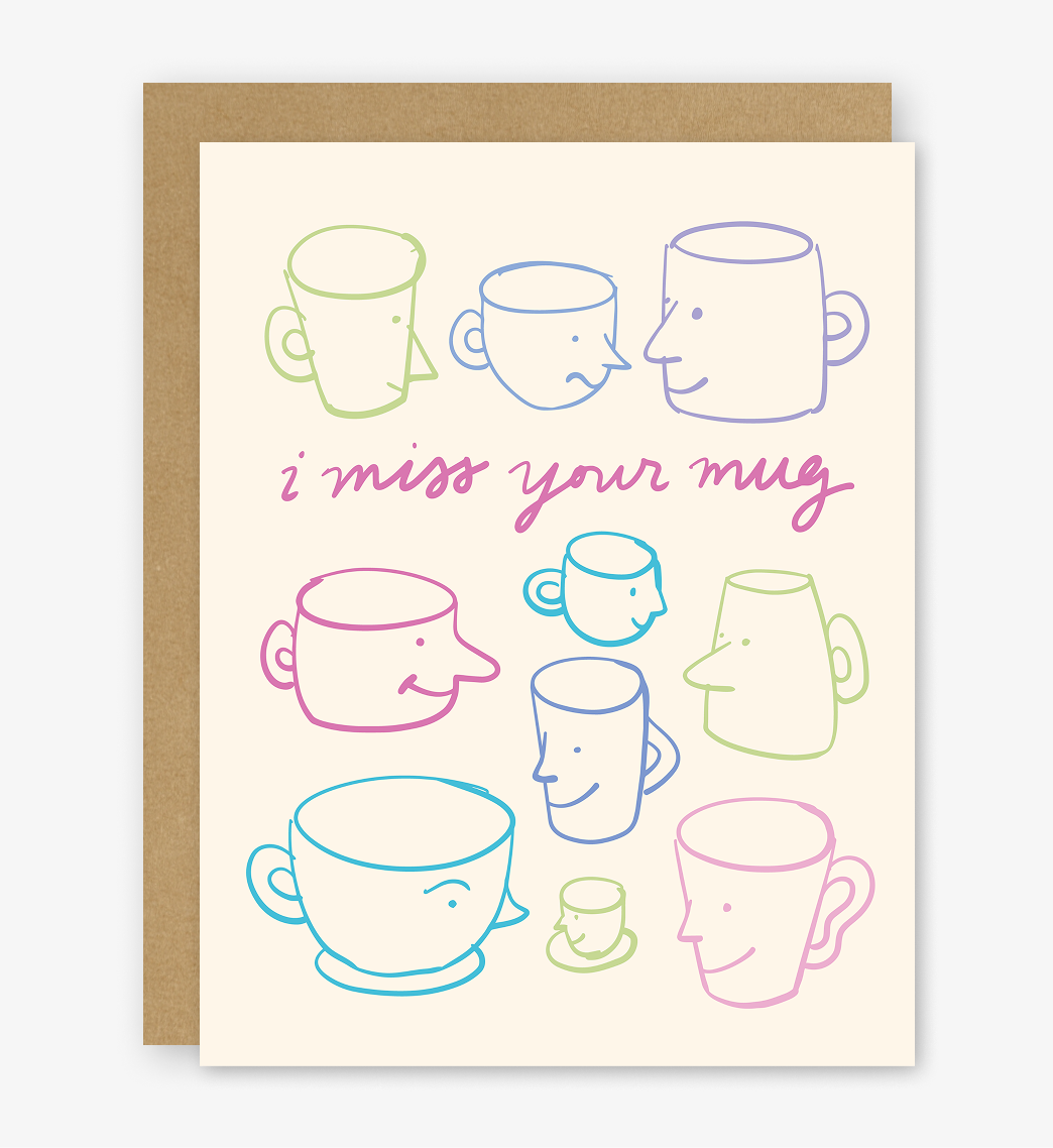 I Miss Your Mug Doodle Group Greeting Card | Hand Illustrated