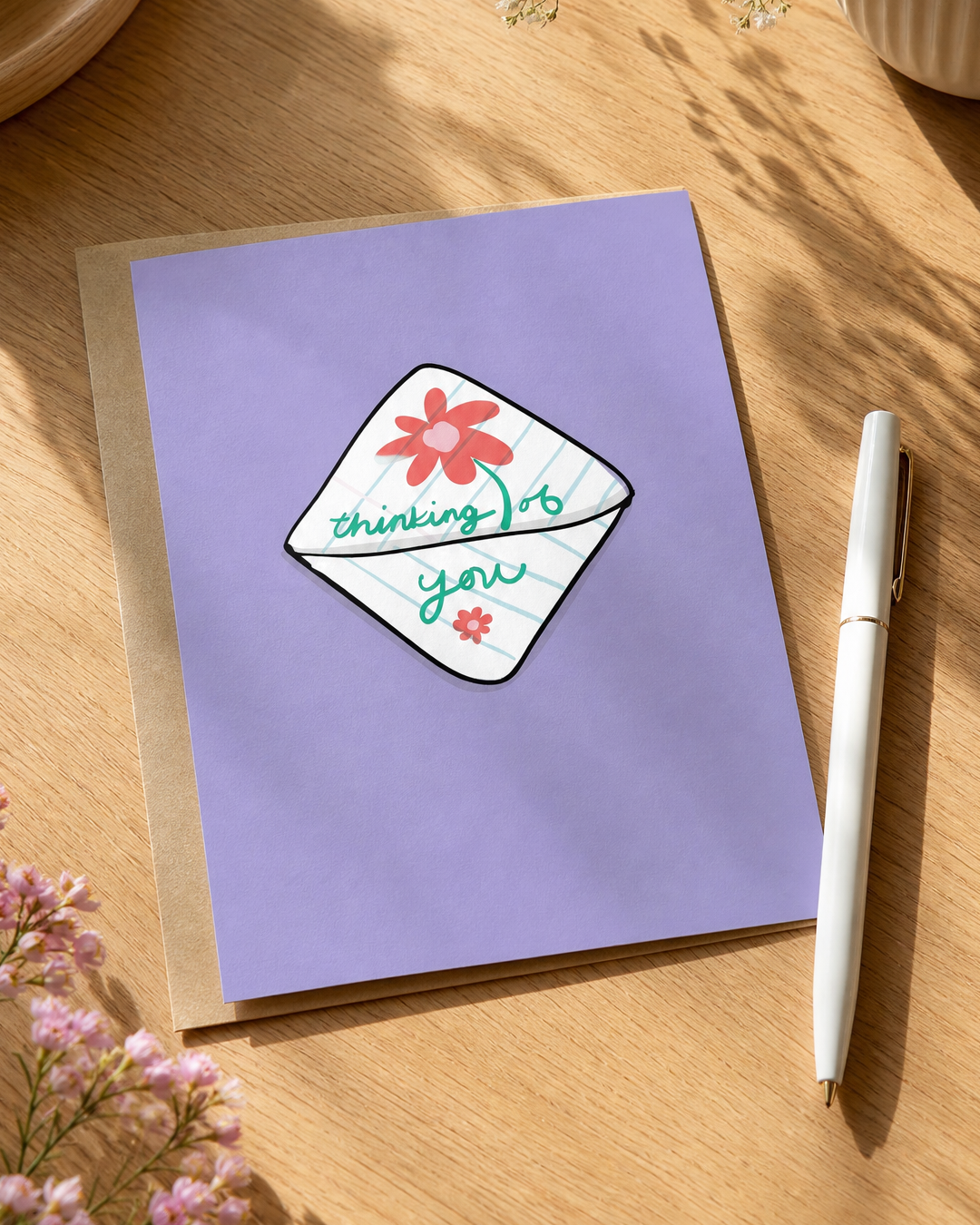 Thinking of You Passed Note Flower Card