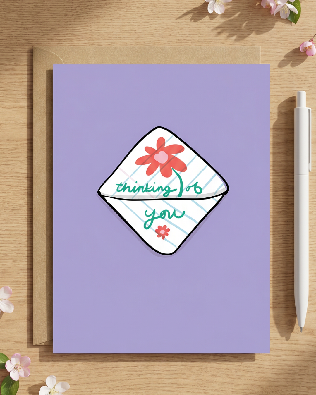 Thinking of You Passed Note Flower Card