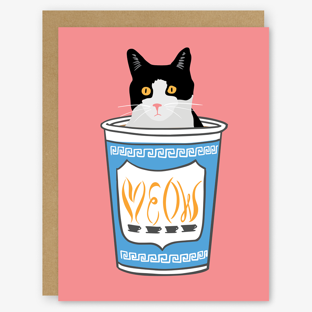Meow Greek Coffee Cup with CATfeine Card