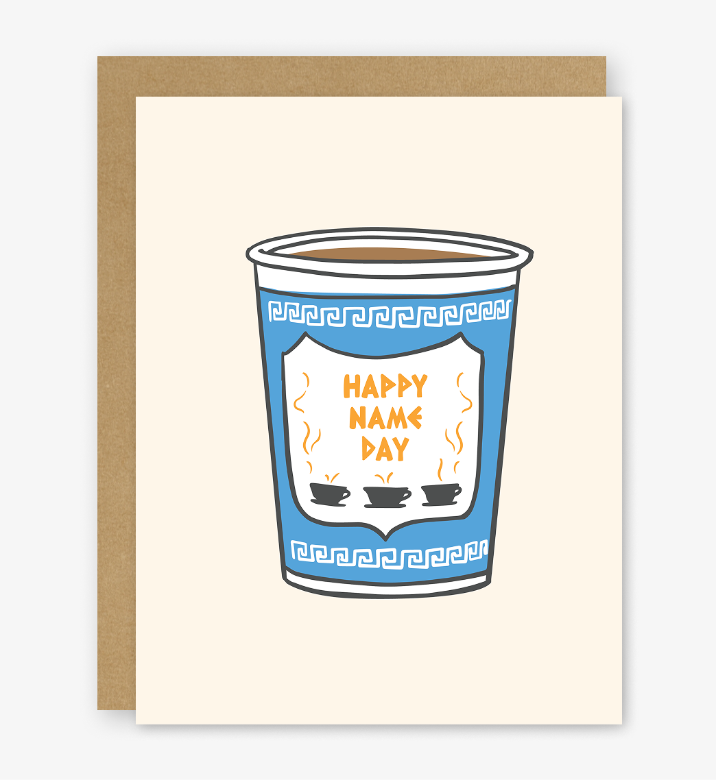 Name Day Greek Cup Birthday Greeting Card