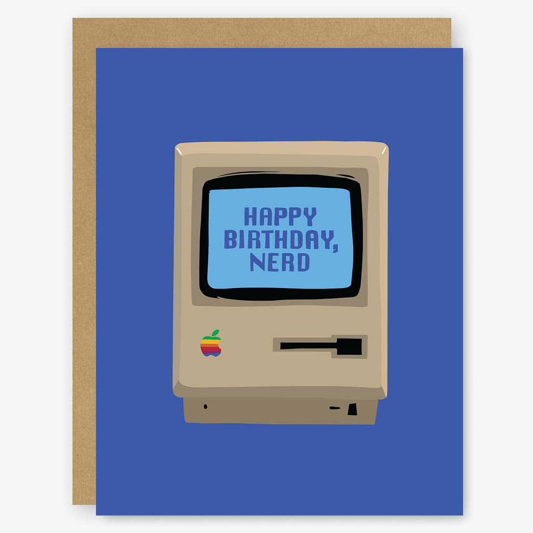 Happy Birthday Nerd Old Mac Computer Card