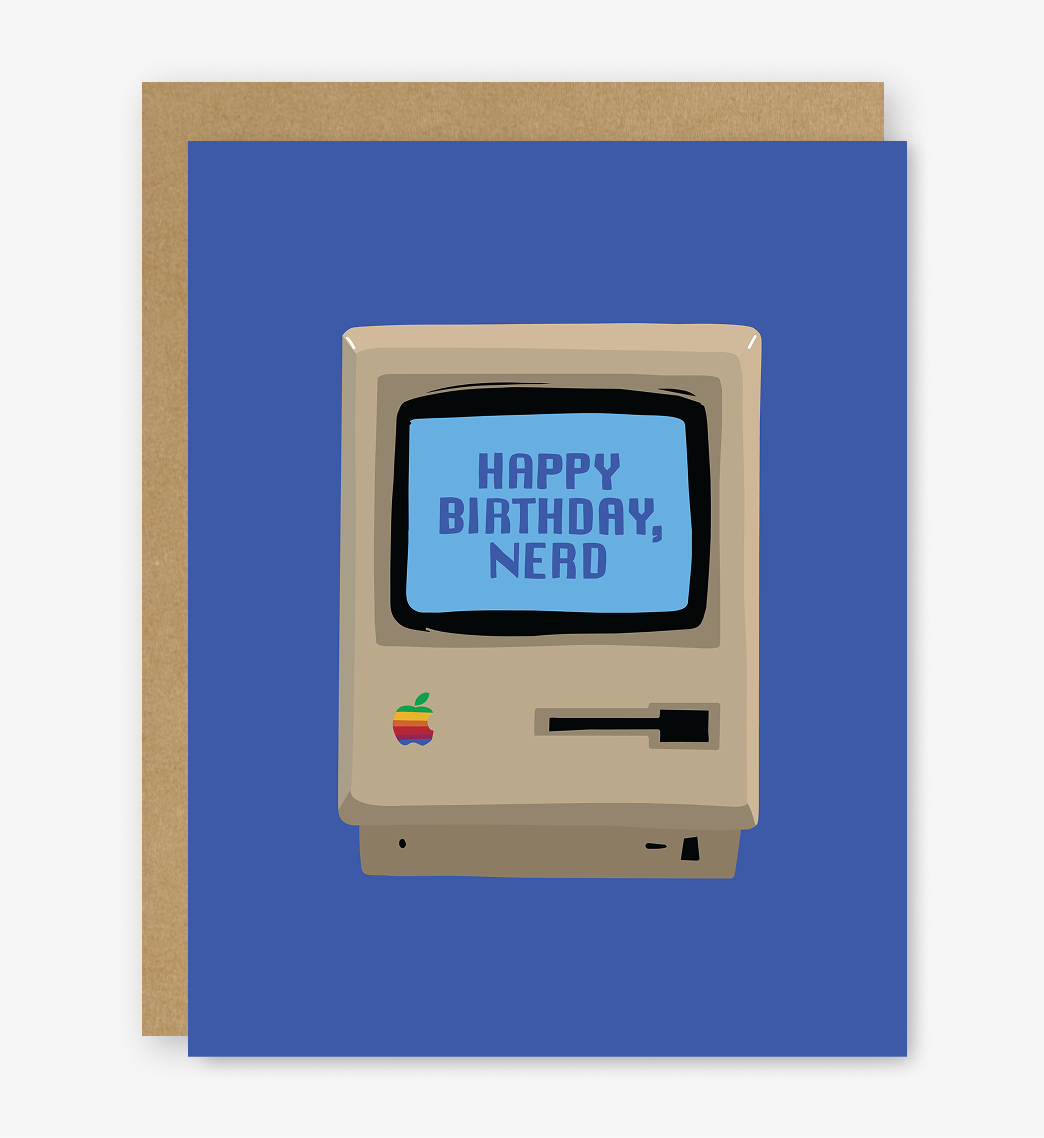 Happy Birthday Nerd Old Mac Computer Card