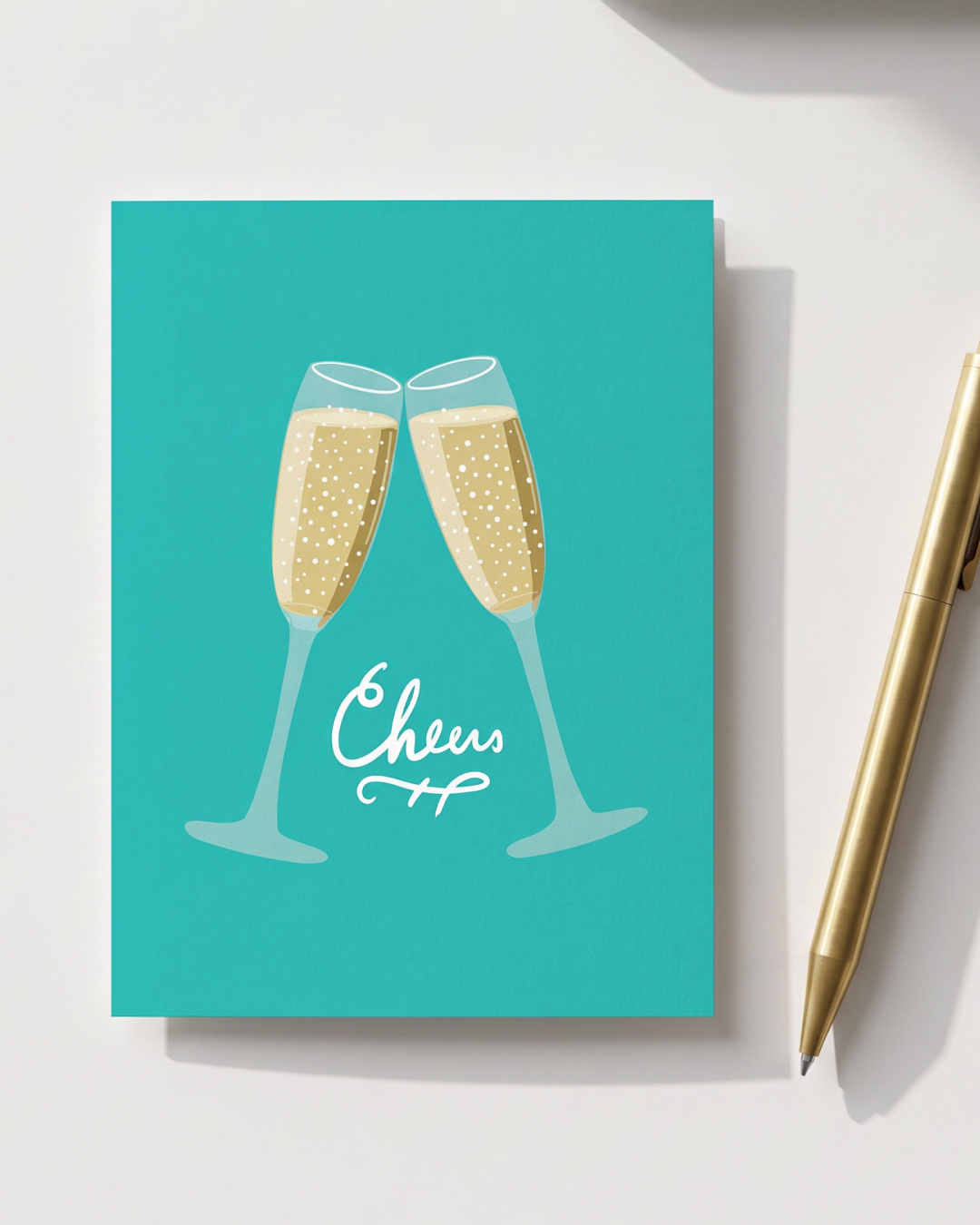 Cheers Champagne Card (New Aqua)