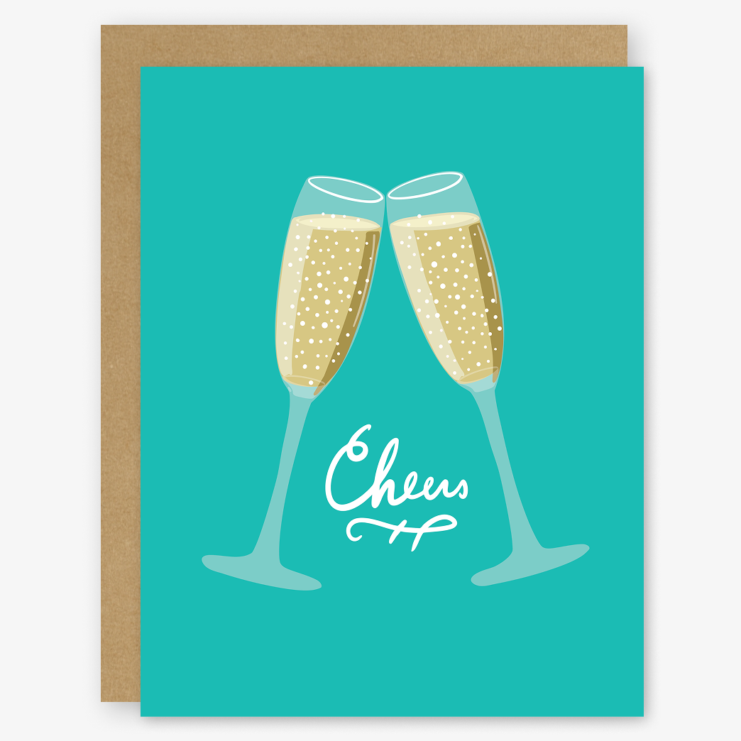 Cheers Champagne Card (New Aqua)