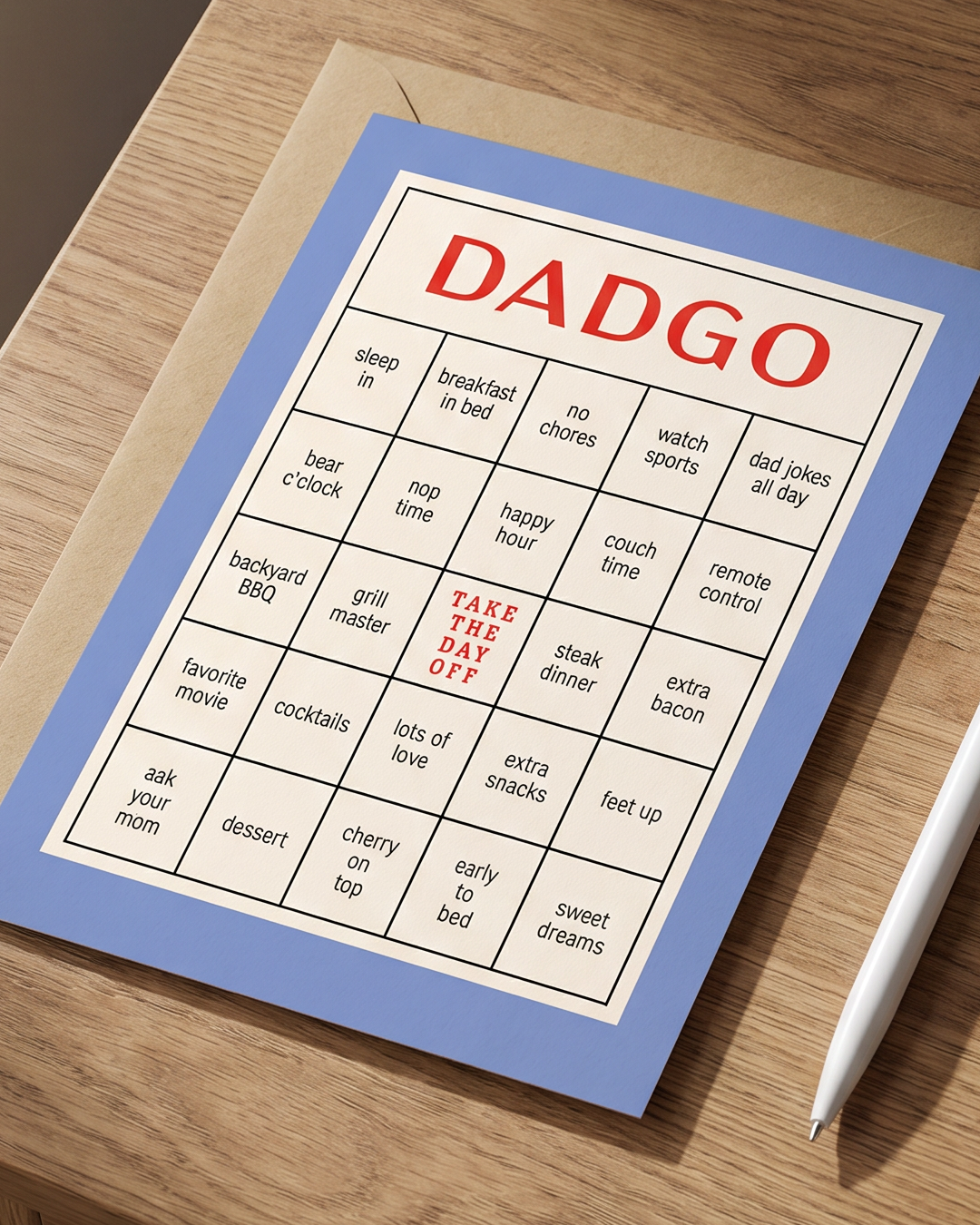 Father's Day Bingo Card