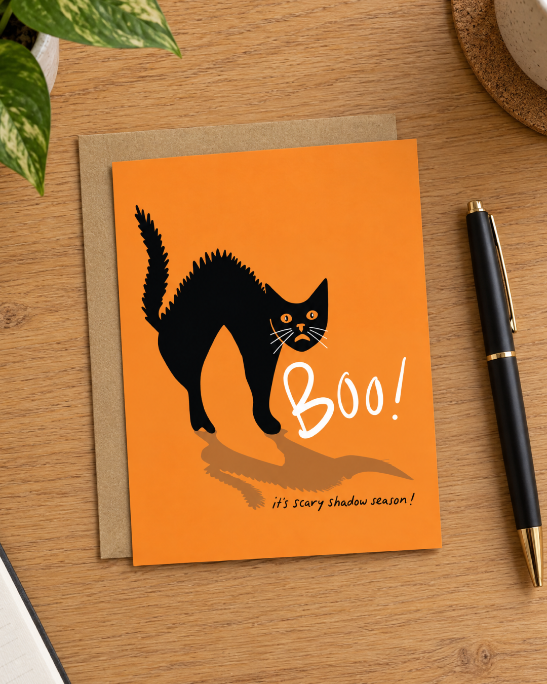 Boo: It's Scary Shadow Season Halloween Cat Card