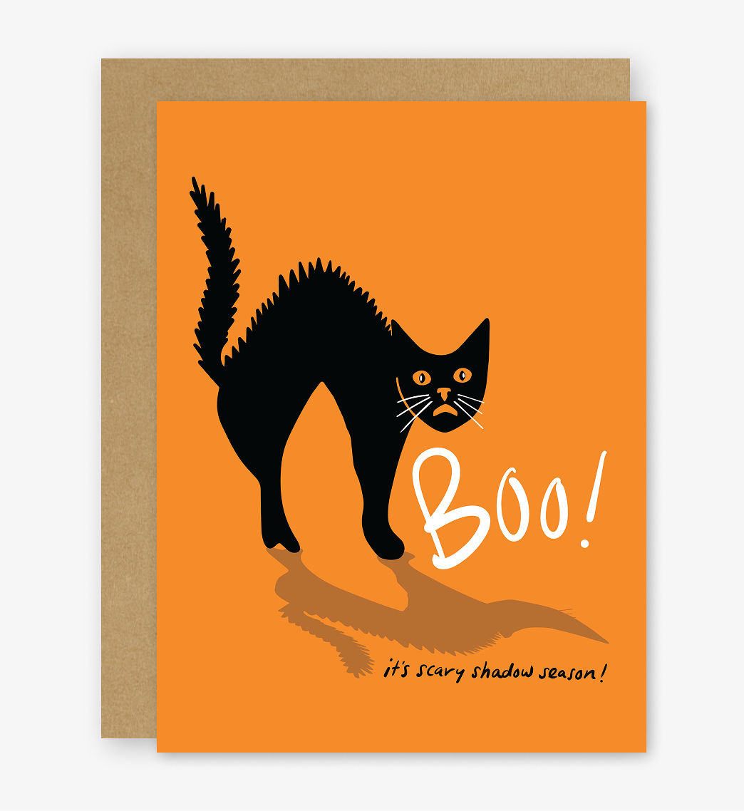 Boo: It's Scary Shadow Season Halloween Cat Card