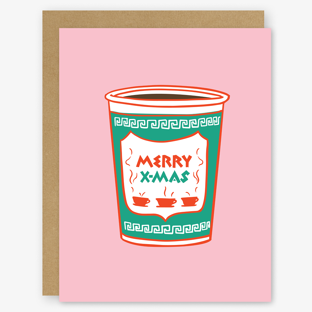 Merry Christmas Greek NYC Coffee Cup Holiday Card