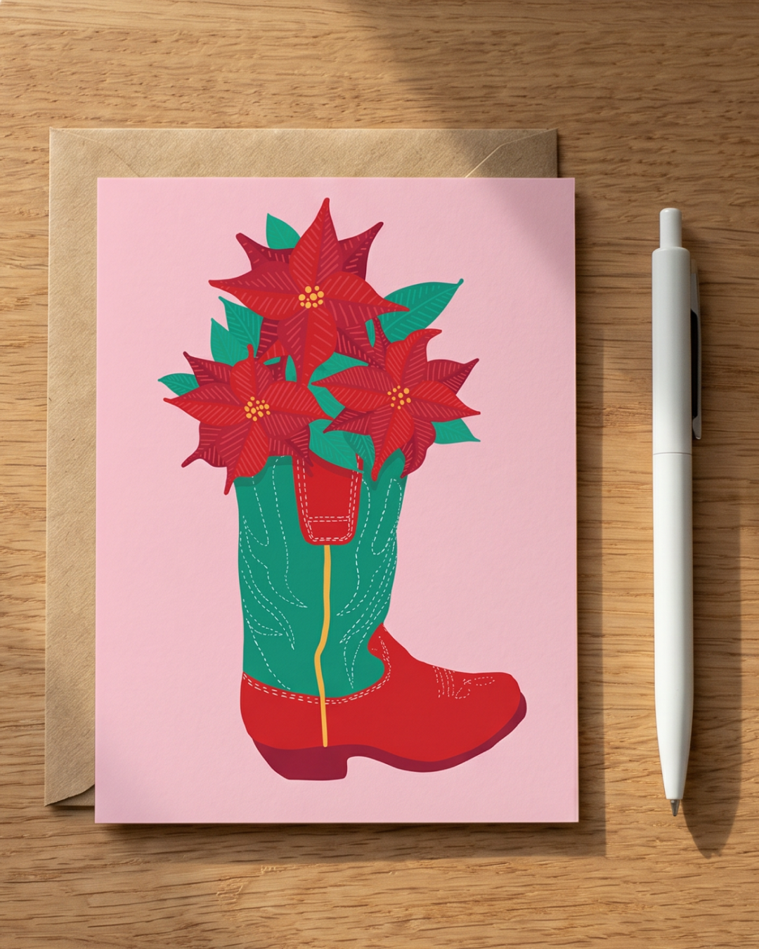 Christmas Poinsettia Boot Card