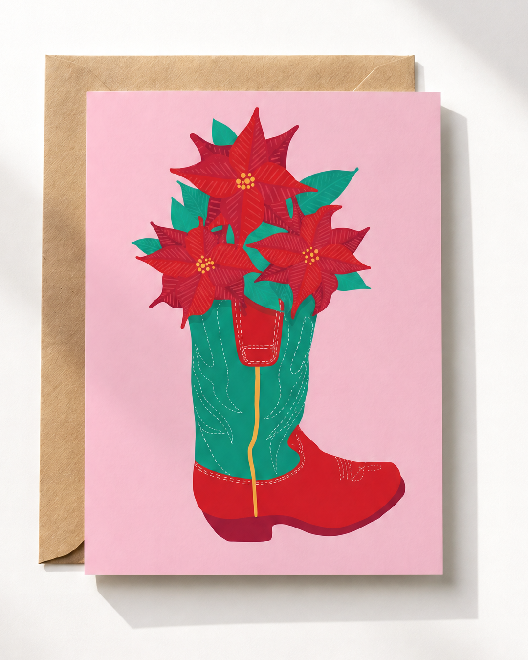 Christmas Poinsettia Boot Card