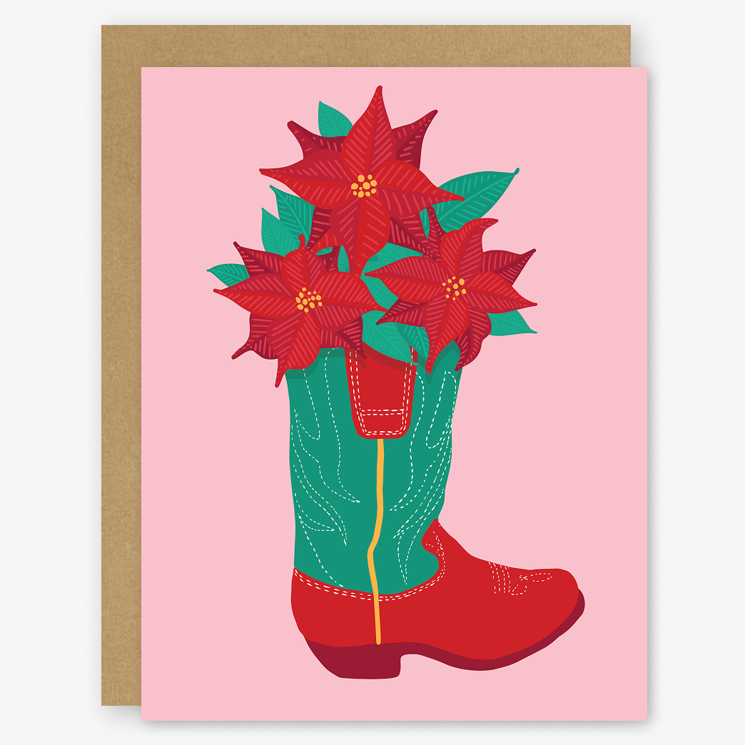 Christmas Poinsettia Boot Card