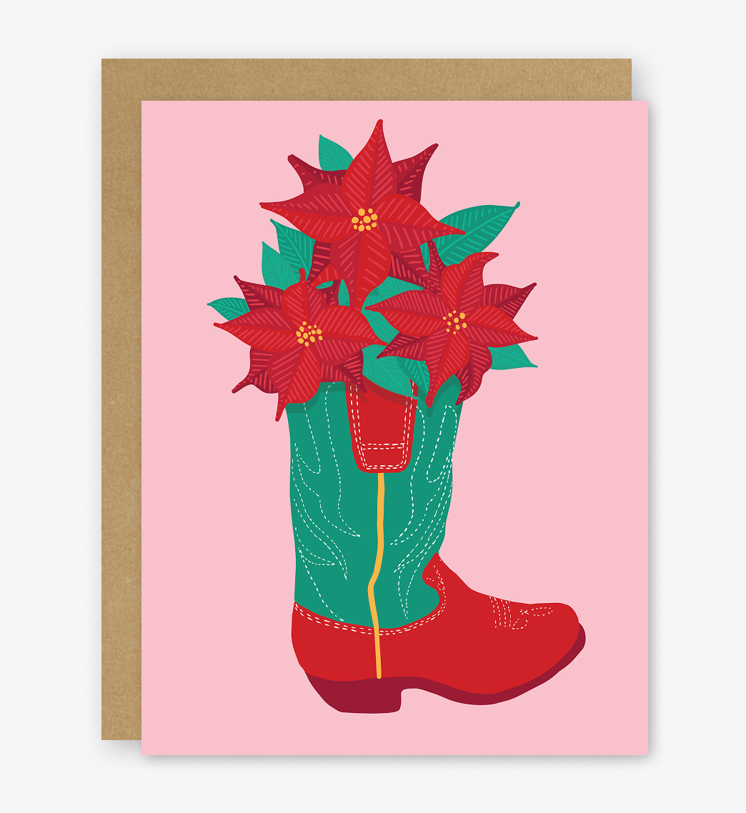 Christmas Poinsettia Boot Card