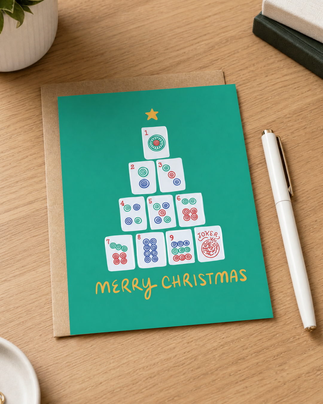 Mahjong Christmas Tree Card