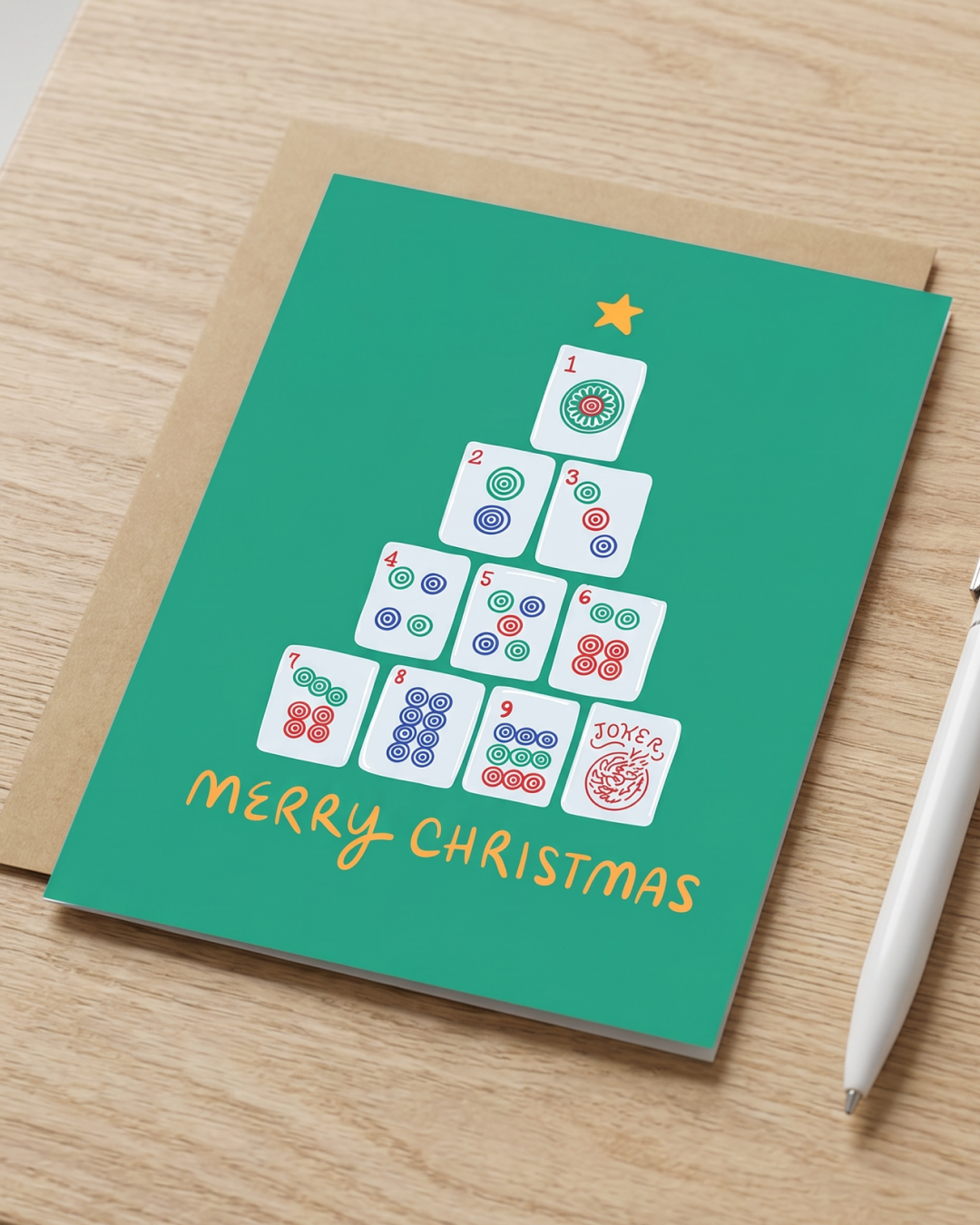 Mahjong Christmas Tree Card