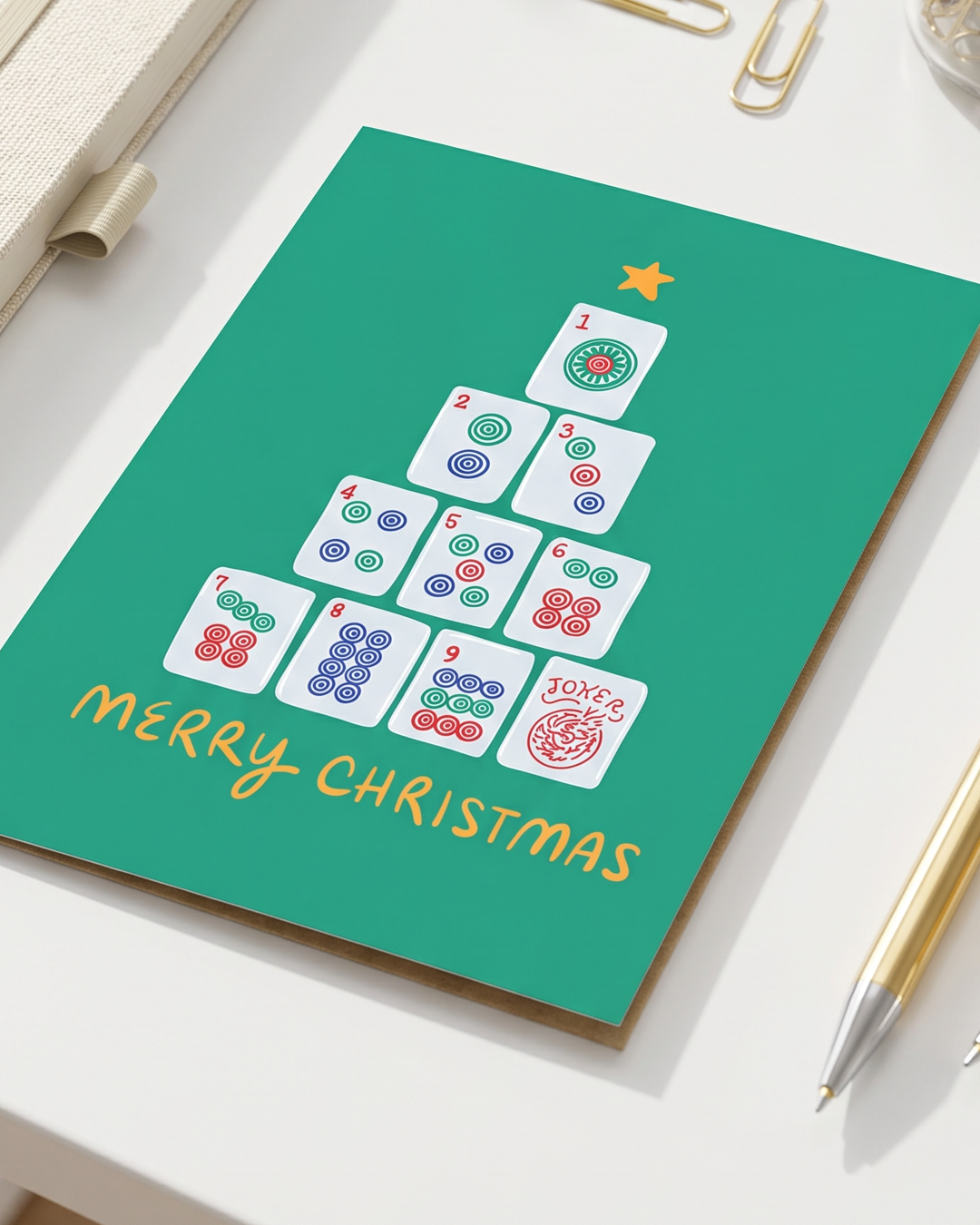 Mahjong Christmas Tree Card