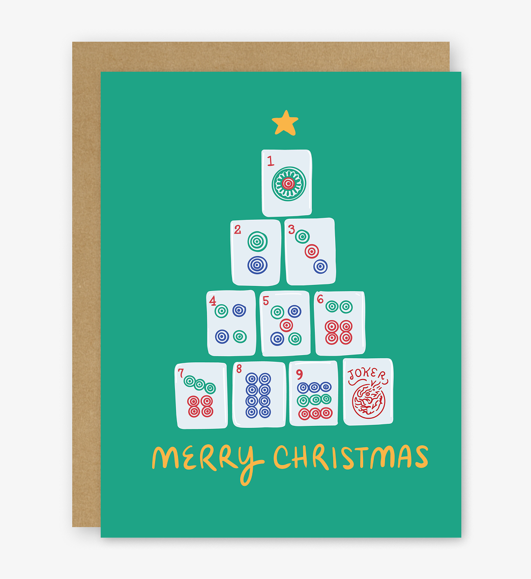 Mahjong Christmas Tree Card