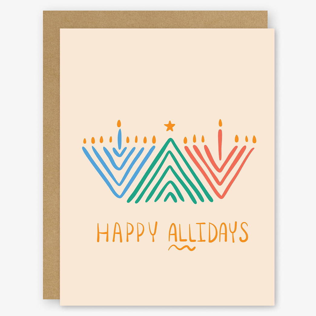 Happy Holidays (Happy Allidays) Card - Christmas, Hanukkah, Kwanzaa