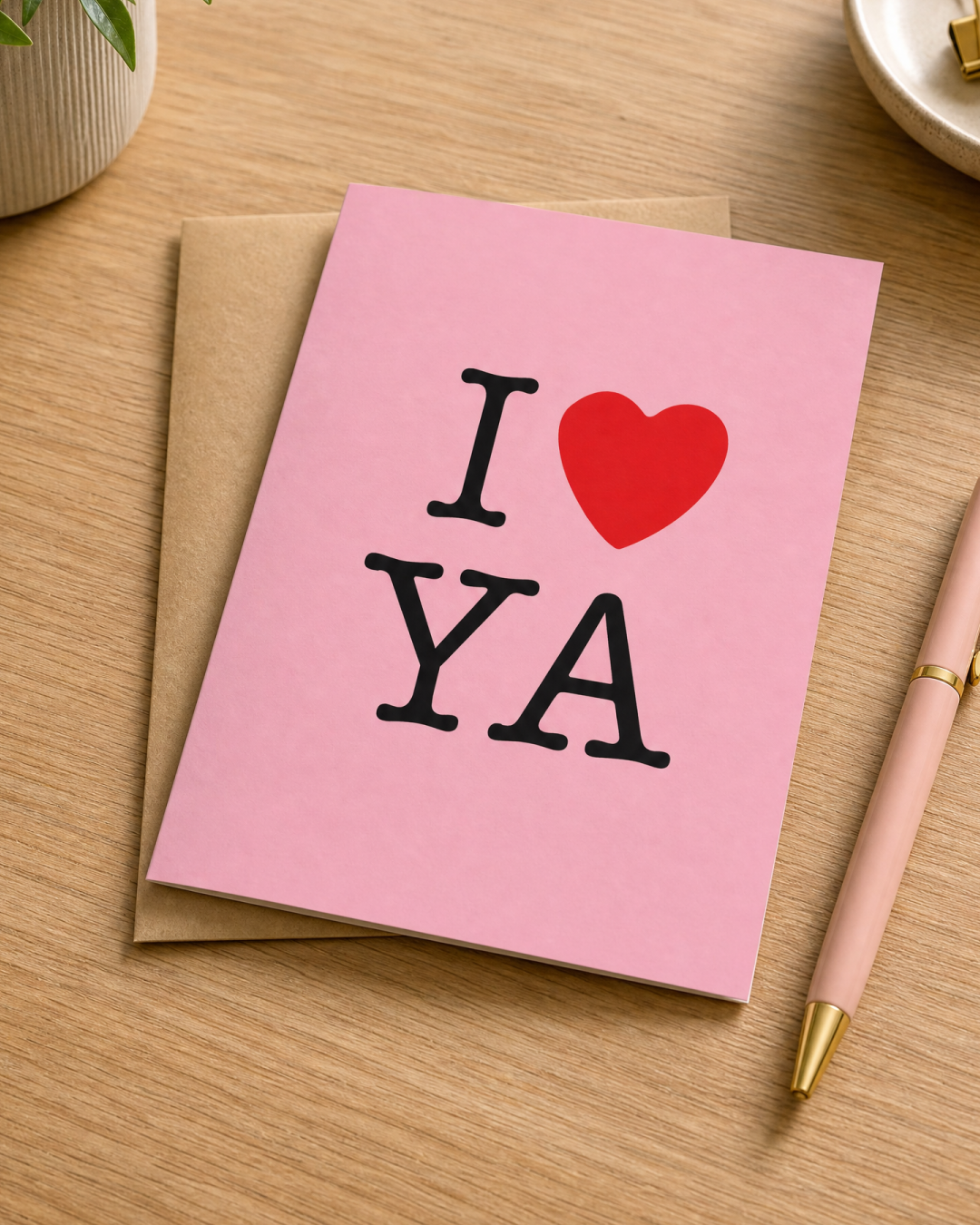 I Heart YA Valentine’s Day Card (Pink)