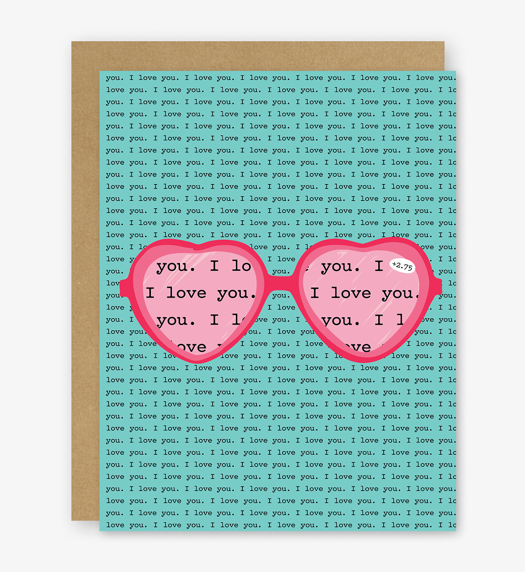 Text with 'I love you' repeated multiple times, overlaid with two pink hearts.