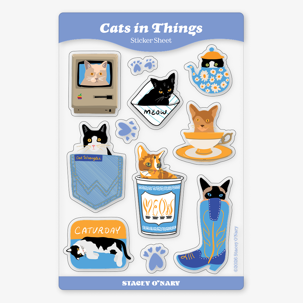 Cats in Things Sticker Sheet