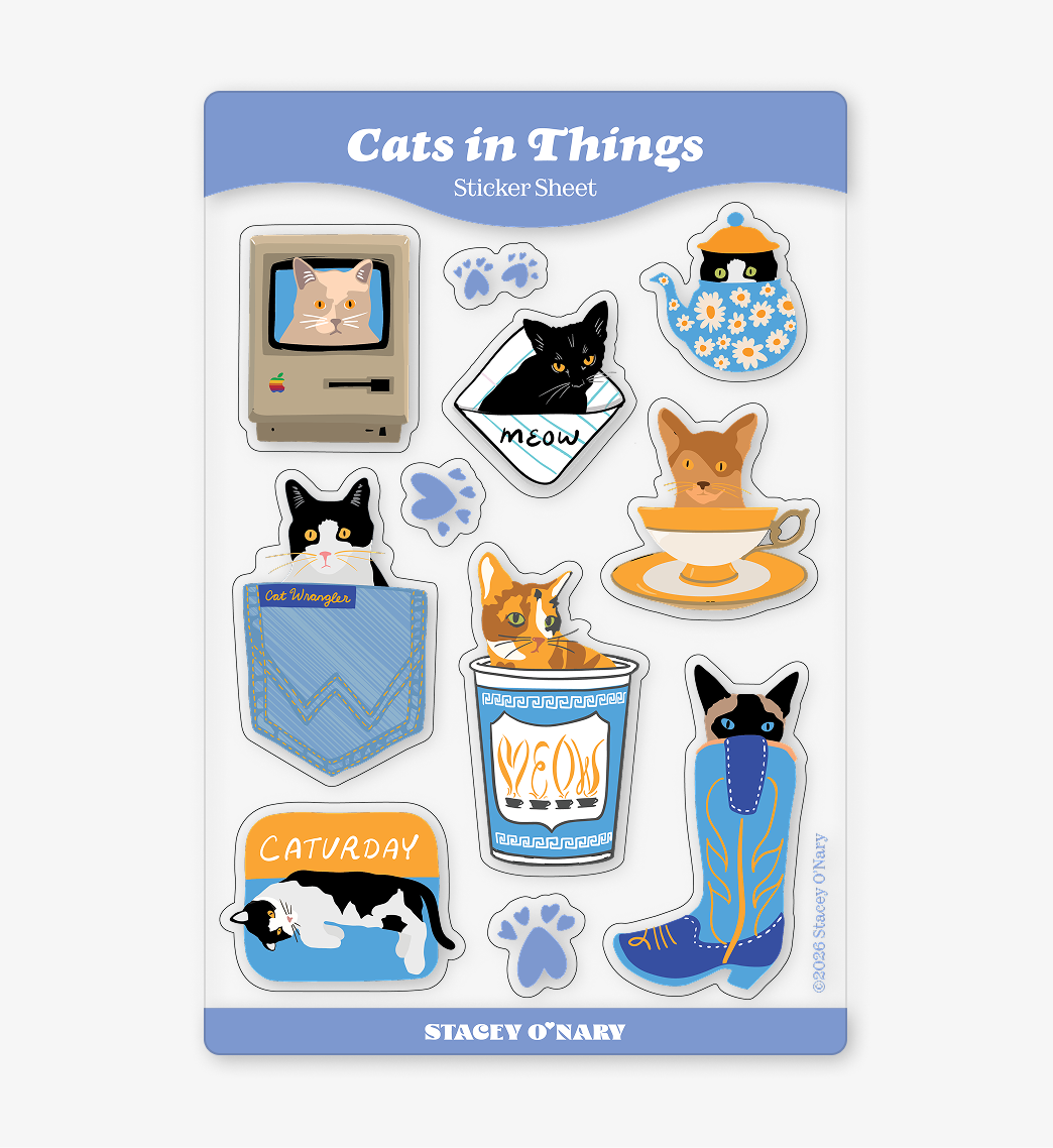 Cats in Things Sticker Sheet