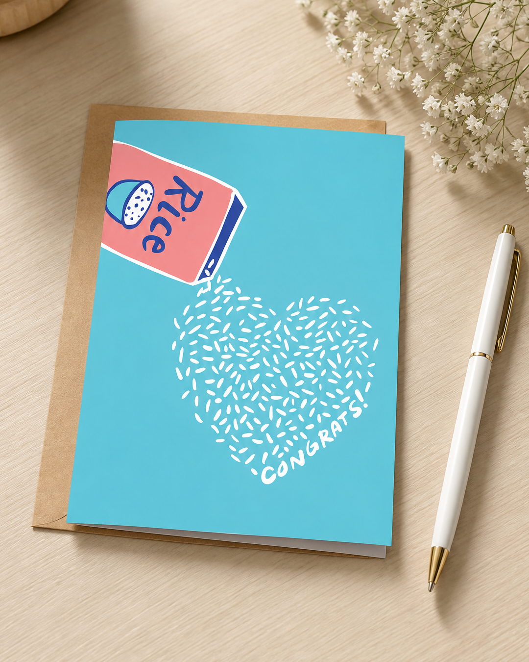 Throwing Rice Heart Congrats Wedding & Engagement Card
