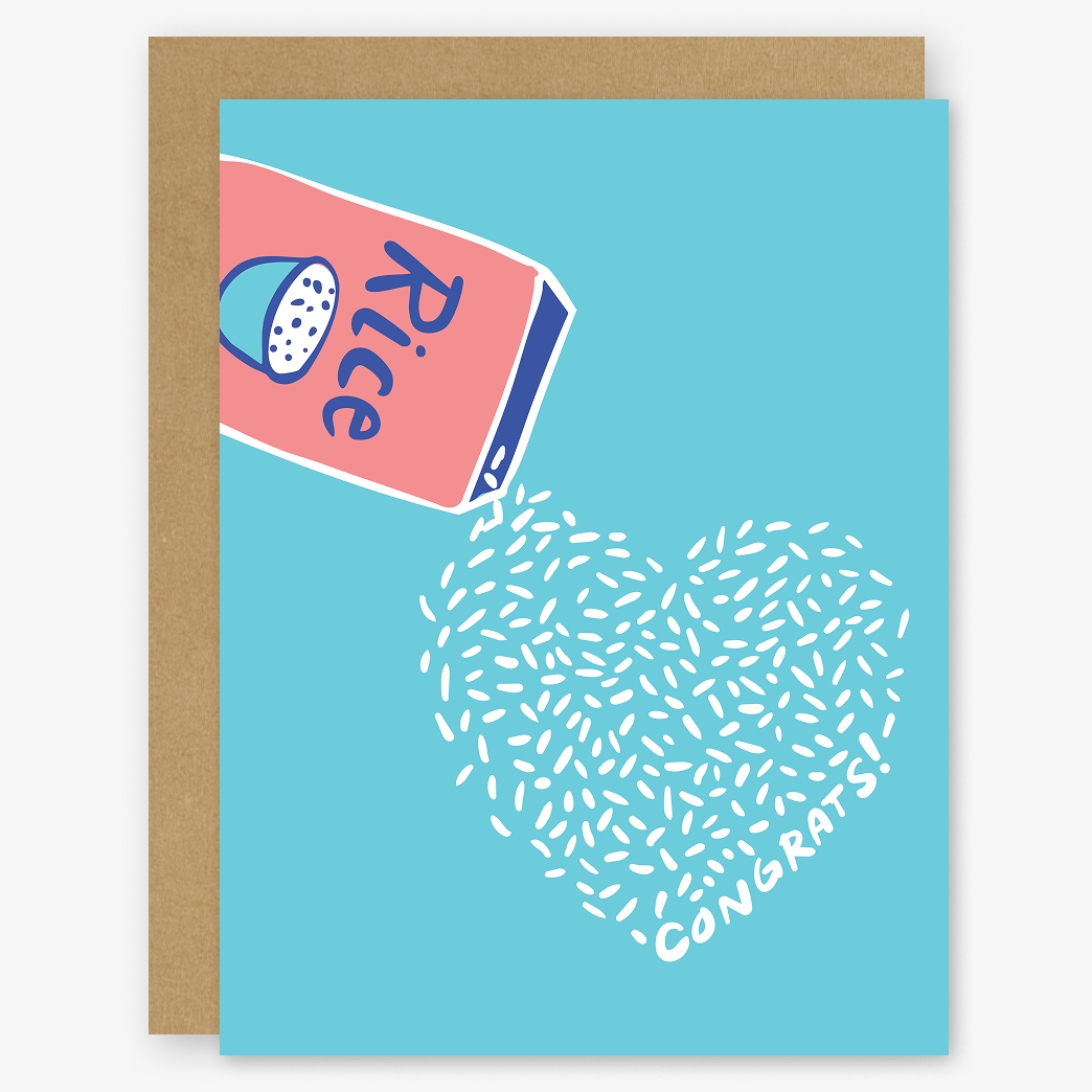 Throwing Rice Heart Congrats Wedding & Engagement Card