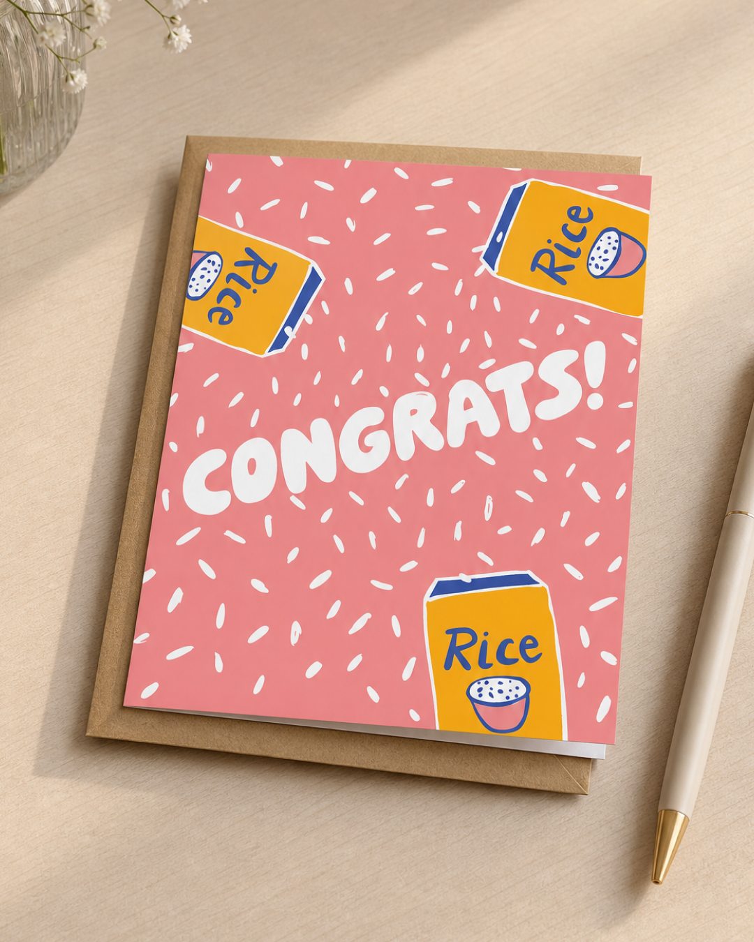 Throwing Rice Congrats Wedding & Engagement Card