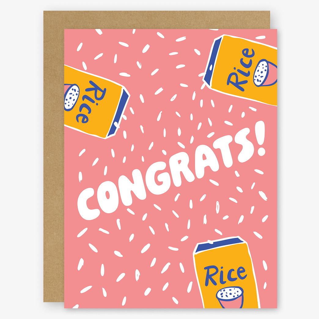 Throwing Rice Congrats Wedding & Engagement Card