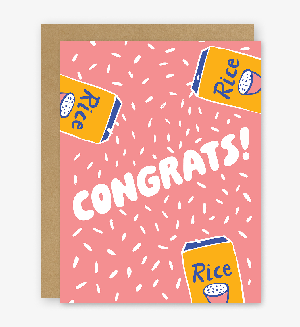 Throwing Rice Congrats Wedding & Engagement Card