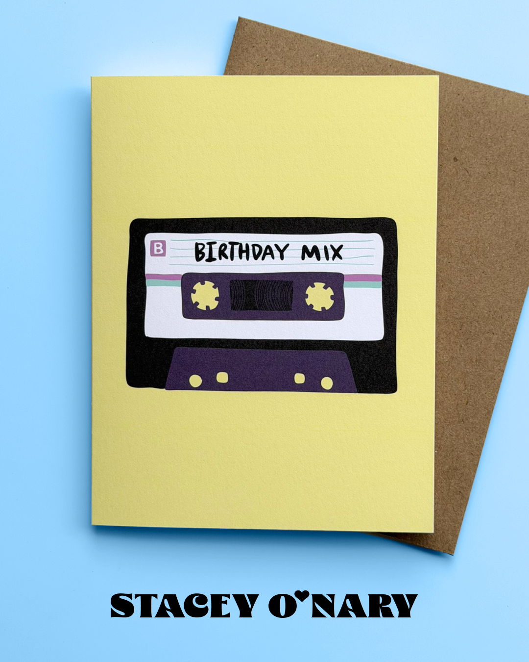 Mixtape-themed birthday card design